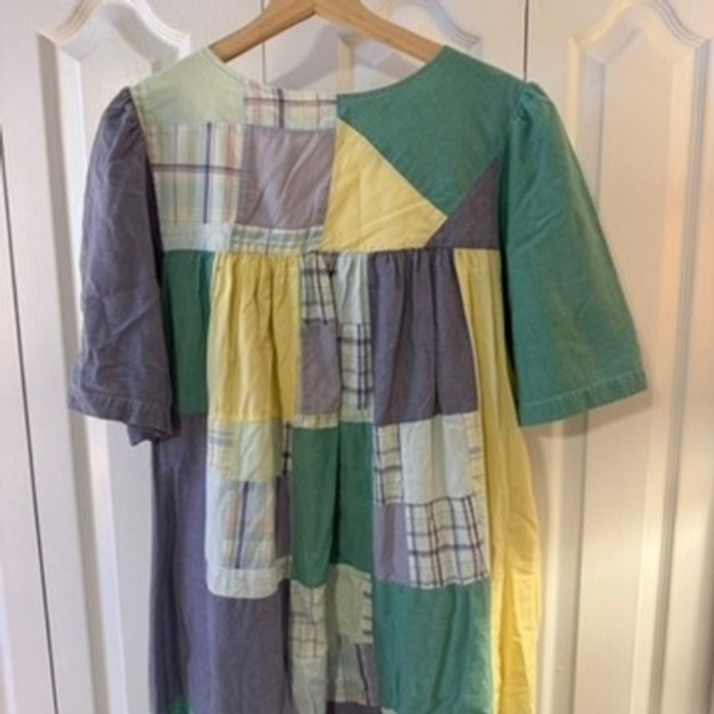 Go Softly Patio Large Patchwork Cotton House Dress Moomoo Cottagecore Pockets - Picture 7 of 9